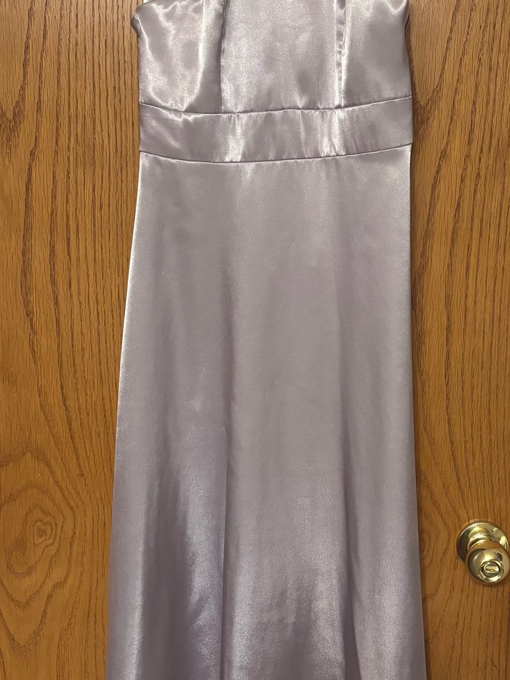 David's Bridal Satin A-Line Dress in Lilac Silver